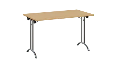 SLC 125 chrom skládací jednací stůl 1250x700, deska 25 mm, podnož chrom, deska javor horský